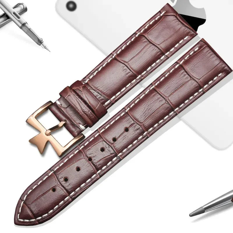 Cinturino universale in pelle da uomo, cinturino con motivo coccodrillo, primo strato, VachAndervc Constantin Heritage, 19mm, 21mm