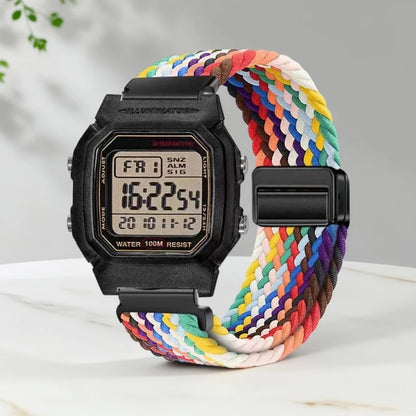 Bracelet en nylon de 18 mm pour montre Casio Small Square AE1200/1300/F91W/W218/F108, boucle magnétique élastique