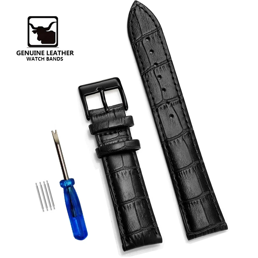 Bracelets de montre en cuir véritable de qualité supérieure, 12/14/16/18/19/20/21/22/24mm, Bracelet de poignet de haute qualité + outil