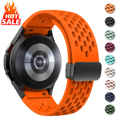 Bracelet en Silicone pour Samsung Galaxy Watch 7 6 5 4 40mm 44mm 5 Pro 45mm, bande à boucle magnétique 6 classique 43mm 47mm, sans espaces