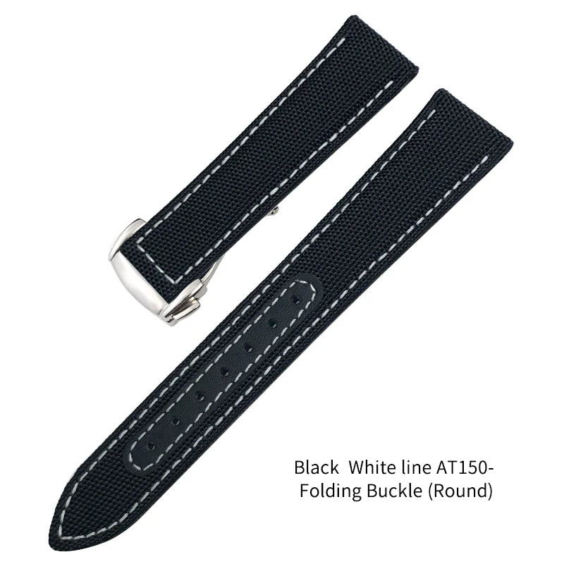 Canvas and Leather Watch Strap, 20mm, 22mm, 19mm, 21mm, for Omega Watch, Seamaster, Diver 300 Moon, AT150 AQUA TERRA, Nylon Bracelet Tools