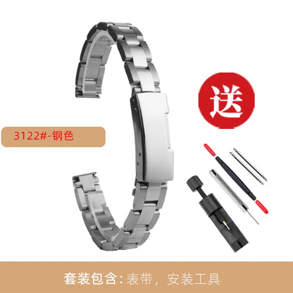 6mm 8mm 10mm 12mm 14mm 16mm Ladies Stainless Steel Buckle Mesh Watch Band Ultra-Thin Steel Bracelet Small Size Chain Width