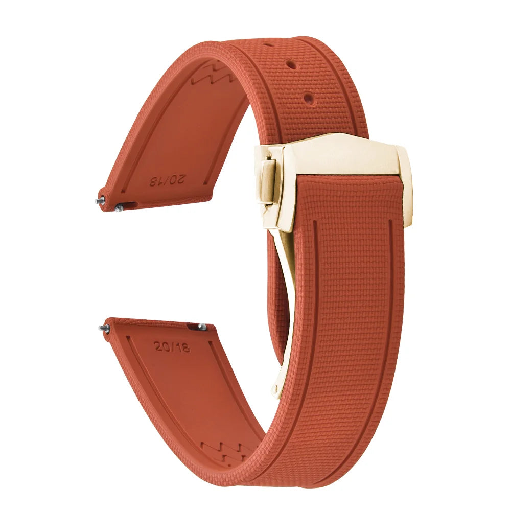 Premium Quality FKM Soft Rubber Watch Strap 20mm 21mm 22mm Sailcloth Texture Sport Band Quick Release Universal Watchband for DLug
