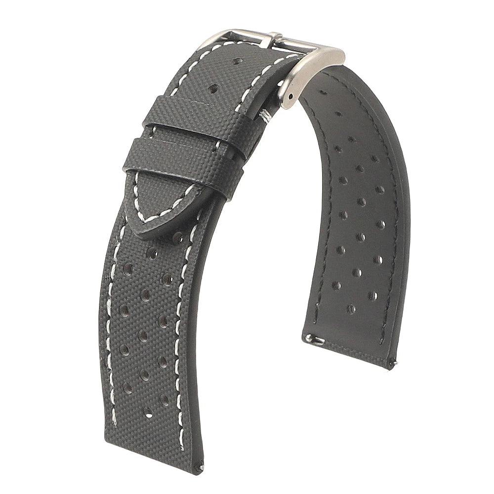 Premium sailcloth watch strap 18mm 19mm 20mm 22mm rally racing watch strap breathable perforated quick-release sports watch straps