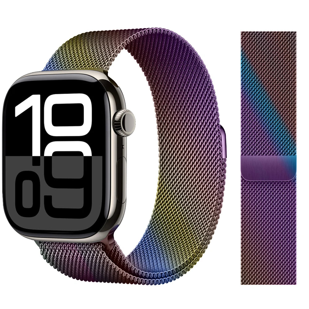 Apple Watch 米兰尼斯表带，46mm 44mm 45mm 40mm 42mm 41mm，适配 iWatch 系列 11 10 9 8 SE 7 6 Ultra 3 2