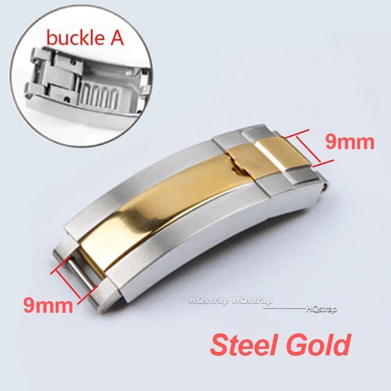 9x9mm 手表扣，适用于 Rolex 劳力士 DAYTONA 迪通拿、SUBMARINER 水鬼、GMT 系列，不锈钢表扣，带微调拉扣，9x16mm 表扣。