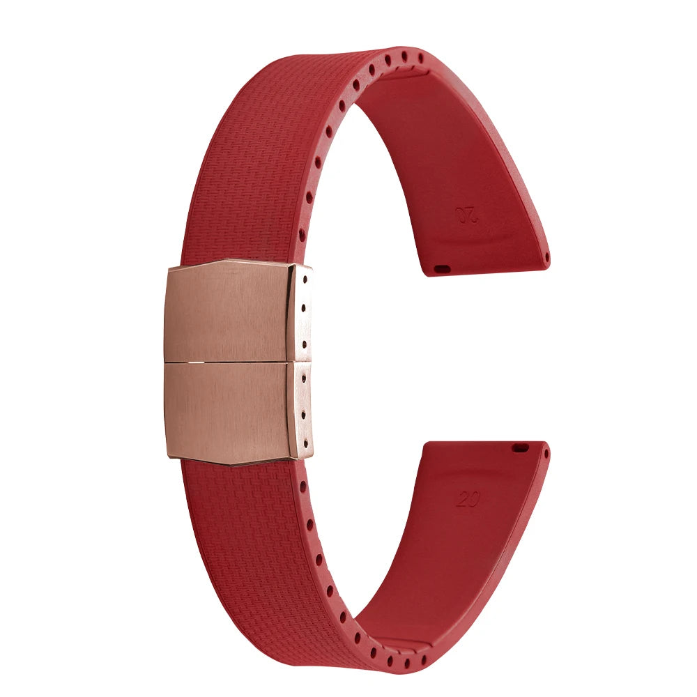Cinturini per orologi in gomma Delugs CTS Fkm da 20 mm con fibbia a farfalla, 4 colori, texture unica, cinturino per orologi a sgancio rapido per orologi di marca