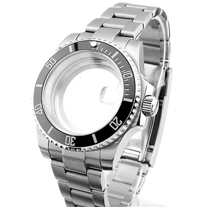 Cassa per orologio secondario in argento di alta qualità, 40,5 mm, adatta per NH-35/36, vetro zaffiro, cassa in metallo, parti e accessori resistenti all'acqua fino a 50 bar