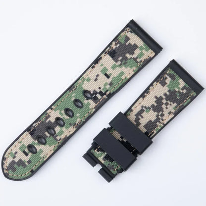 Bracelets de montre en toile et caoutchouc, 26-24mm, bracelet de montre camouflage pour la marque Garmin Diesel JEEP Panerai Luminor, bracelet de marque Diesel
