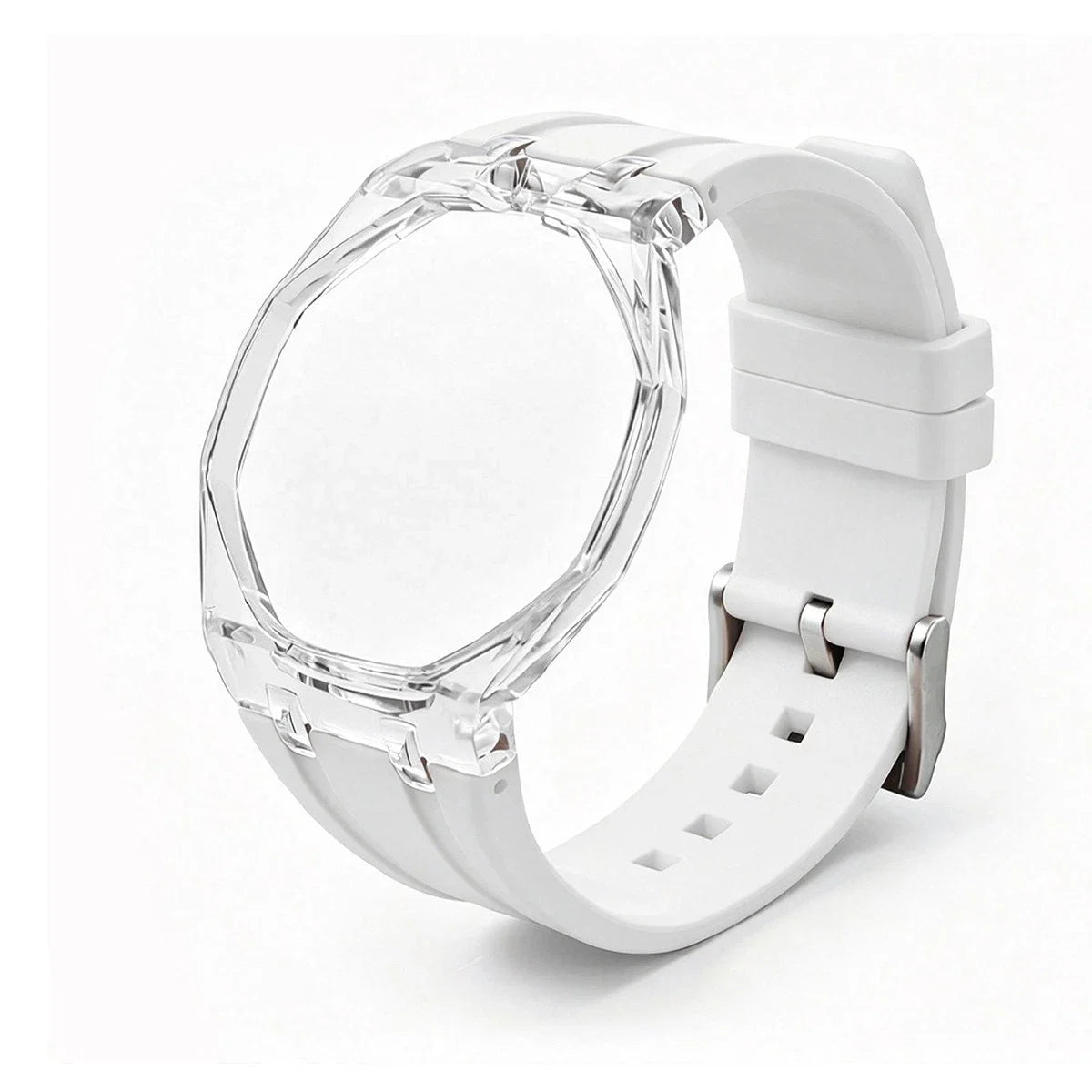 Cassa in plastica trasparente Glacier + cinturino in silicone per orologio da taschino AP X Swatch Royal Pop, trasformatore da orologio da taschino a cinturino in caucciù