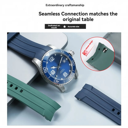 Per Longines HydroConquest L3.781/782/742/642 21 mm FKM Bracciale in gomma – Cinturino di ricambio in fluorocarbonio pronto per l'immersione da uomo