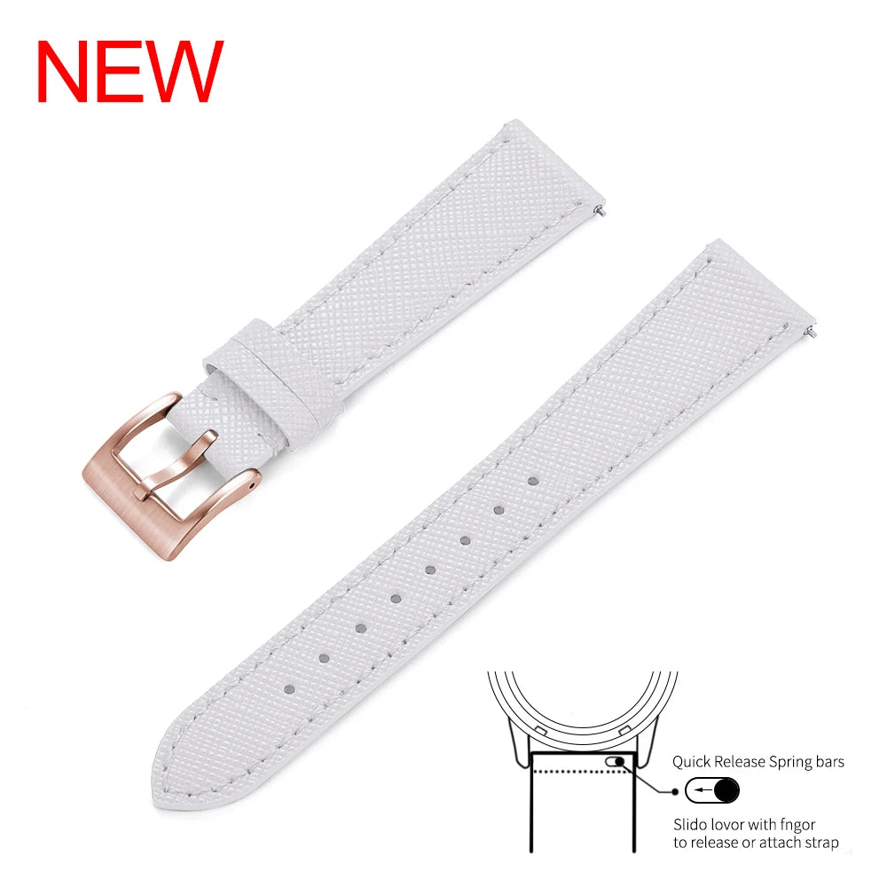 Bracelet de montre Durable en cuir cousu Vintage classique à dégagement rapide 18mm 19mm 20mm 21mm 22mm 23mm 24mm bracelet de montre en cuir Saffiano