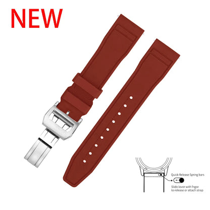 20mm 21mm 22mm Premium FKM Fluoro Rubber Watch Straps FPM Butterfly Buckle Quick Release Watch Bands for I-WC Watch Bands