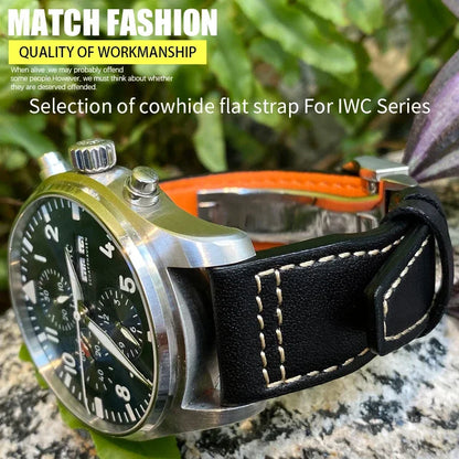 Bracelet de montre en cuir de vache de haute qualité, 20mm 21mm 22mm, adapté à IWC Big Pilot Spitfir Mark 18 Portfino, bracelet de montre noir en cuir de veau