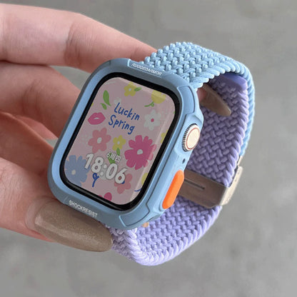 Étui à bonbons + bracelet pour Apple Watch Series 11 10 9 8 7 45mm 41 Band SE 6 5 4 44 40mm, bracelet en nylon pour iwatch Ultra 49mm