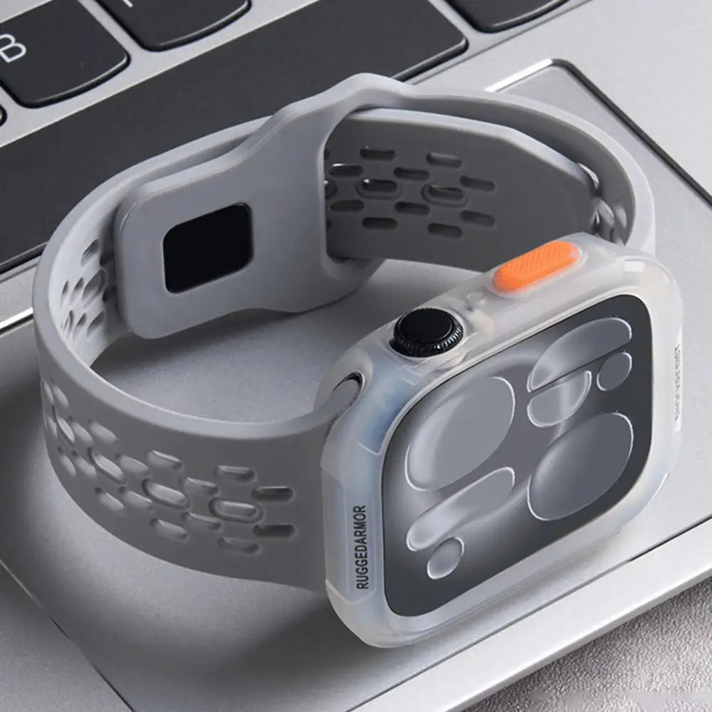 Custodia protettiva in TPU + cinturini in silicone per Apple Watch Ultra 3/2 (49 mm), S11/S10 (46 mm), 42 mm, 45 mm, 44 mm, 41 mm, 40 mm;