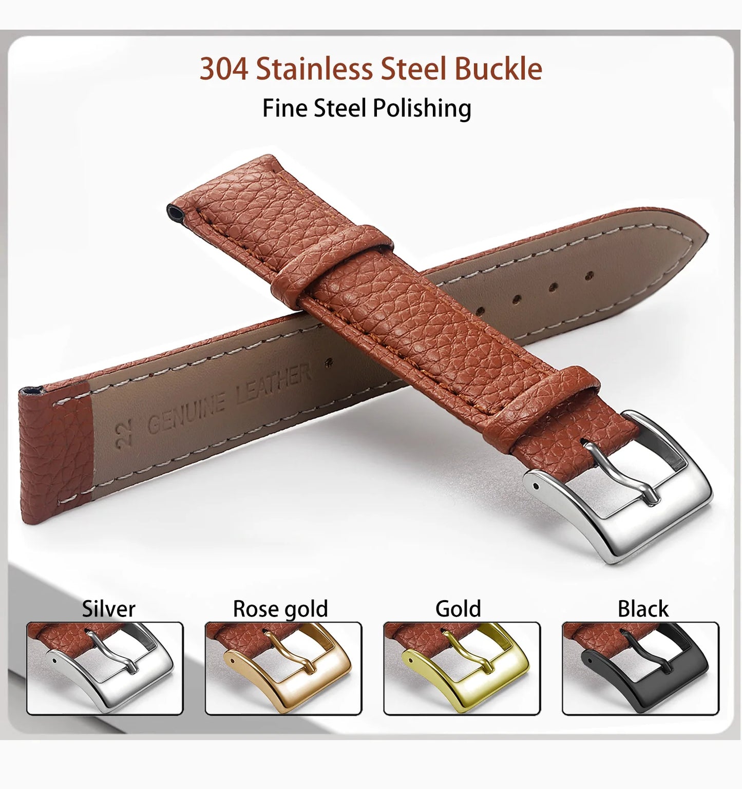 SAMCO Genuine Leather Watch Strap for Men and Women, 12mm, 14mm, 16mm, 18mm, 19mm, 20mm, 21mm, 22/24mm, High Quality Watch Strap, Watch Strap + Tool