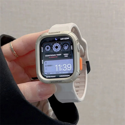 Bracelet de montre en silicone liquide + coque en TPU pour Apple Watch Ultra 2 3 49mm S11 S10 46mm 42mm 38 40 41 44 45mm pour iWatch SE 9 8 7 6