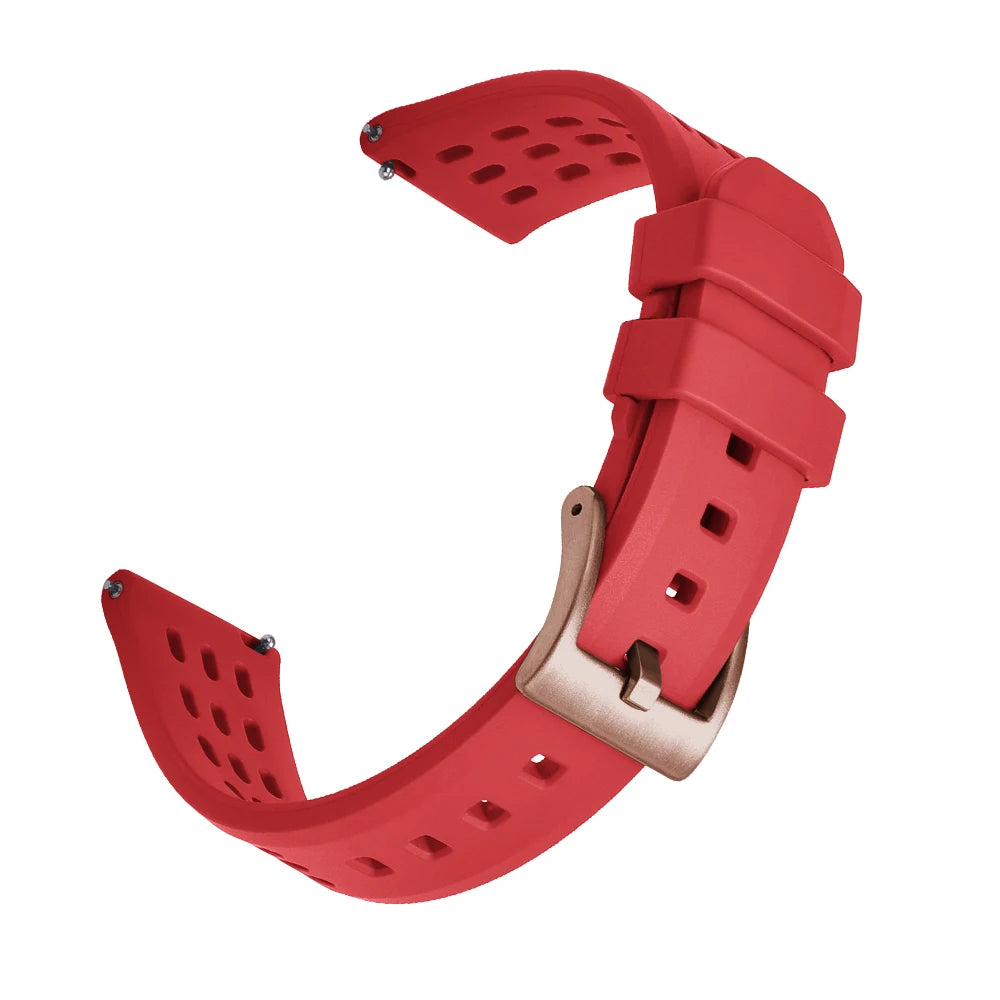 High Quality Quick Release FKM Fluoro Rubber Watch Strap 20mm 22mm New Design Porous Structure Ventilate FPM Rubber Watch Straps
