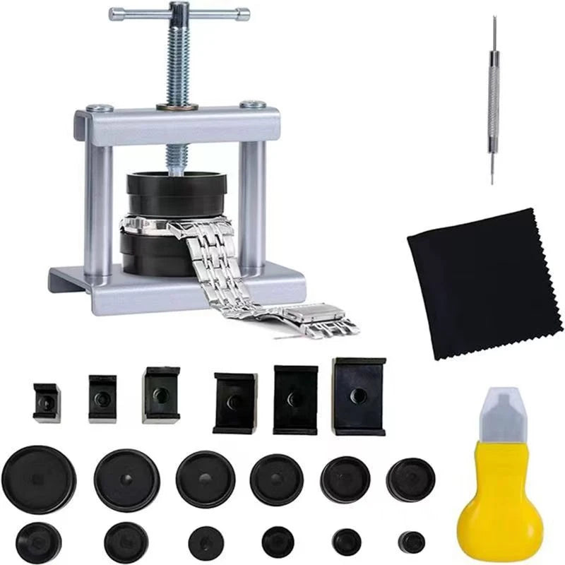 Professional 22-Piece Watch Press Set, Watch Back for Closing Tool and Fitting Dies, Watch Repair Tool Kit for Watchmaker