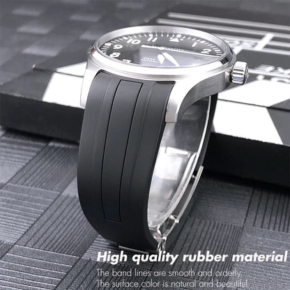 Uhrenarmband aus Kautschuk und Silikon, gebogenes Ende, 18mm 19mm 20mm 21mm 22mm, für Submariner DayRequiRolex Gstuff IWC Pilot, Uhrenarmband-Zubehör