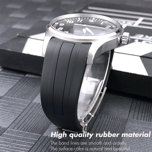 Cinturino per orologio in gomma e silicone, estremità curva, 18mm 19mm 20mm 21mm 22mm, per Submariner DayRequiRolex Gstuff IWC Pilot, accessori per cinturini per orologi