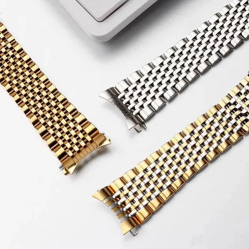 New 18mm 19mm 20mm Solid Rice Bead Stainless Steel Watch Band OMEGA Bracelet