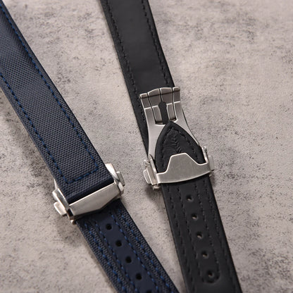 Bracelet de montre en Nylon en tissu voile, 20mm 22mm, en cuir, pour Omega Seamaster Swatch, boucle pliante, Bracelet universel