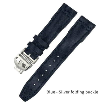 Bracelet de montre en Nylon et cuir de vache, 20mm 21mm, gaufrage en cuir véritable, vert et bleu, remplacement pour accessoires de la série pilote IWC