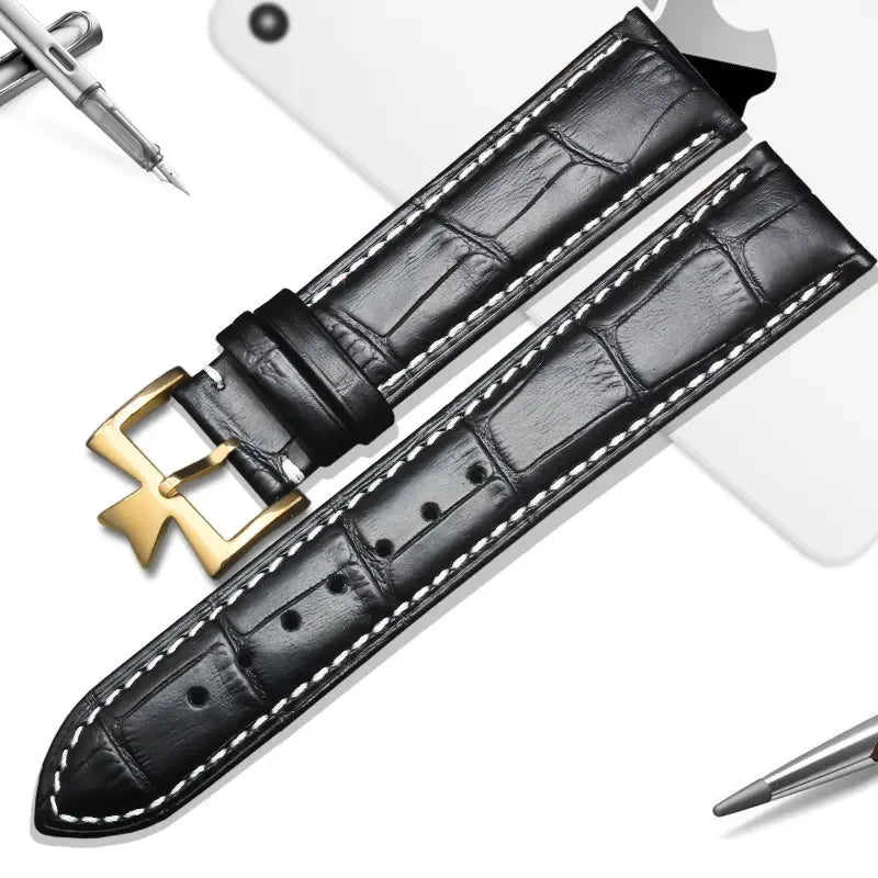 Cinturino universale in pelle da uomo, cinturino con motivo coccodrillo, primo strato, VachAndervc Constantin Heritage, 19mm, 21mm