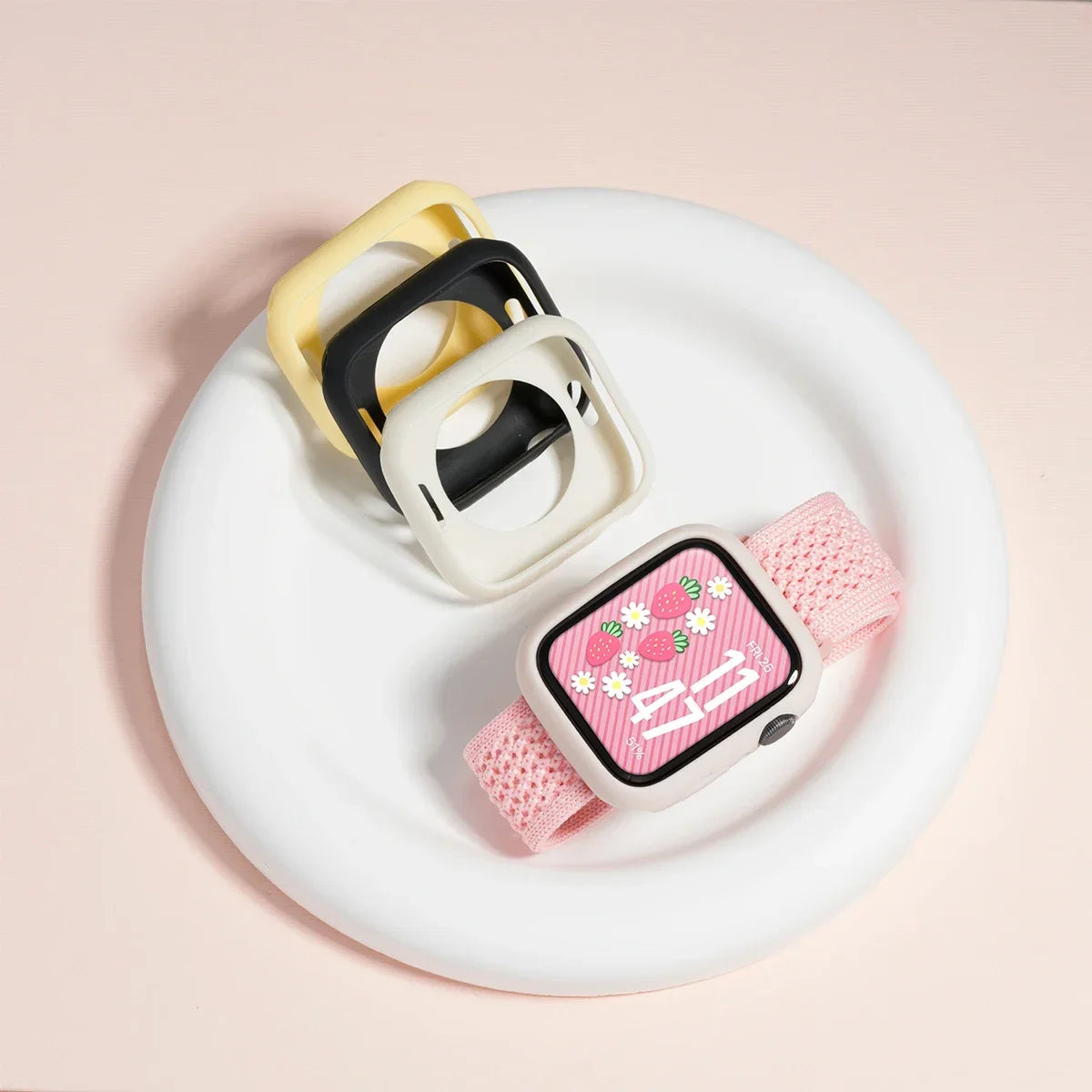 Cinturino e cassa in silicone Candy per Apple Watch, compatibile con le misure 46mm, 49mm, 44mm, 42mm, 41mm, 40mm, 38mm, SE, 10, 9, 6, 5, Ultra 2, cinturino in nylon iwatch + cassa