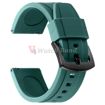 Bracelet de montre sport en silicone souple noir, marron, orange, bleu – Bracelets de 20 mm et 22 mm à libération rapide en caoutchouc de silicone