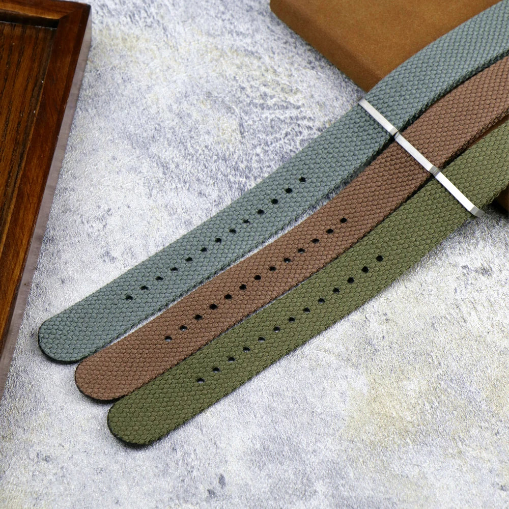 Bracelet en Nylon mélangé de coton doux 20mm 22mm bracelet de montre Vintage noir marron bracelet ceinture avec acier inoxydable