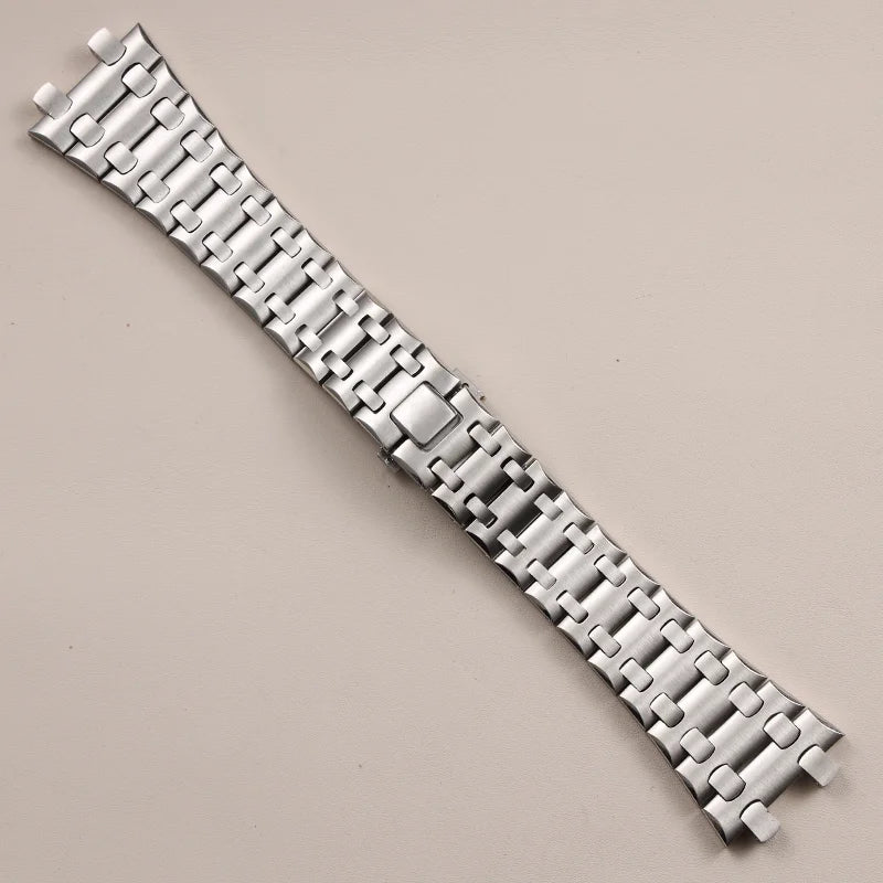 Bracelet de montre AP Royal Oak Offshore en argent brossé, 42mm, bracelet en acier inoxydable massif, 28mm, concave-convexe, 15710 26470