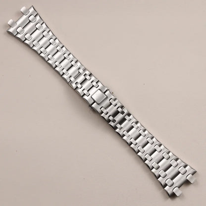 Bracelet de montre AP Royal Oak Offshore en argent brossé, 42mm, bracelet en acier inoxydable massif, 28mm, concave-convexe, 15710 26470