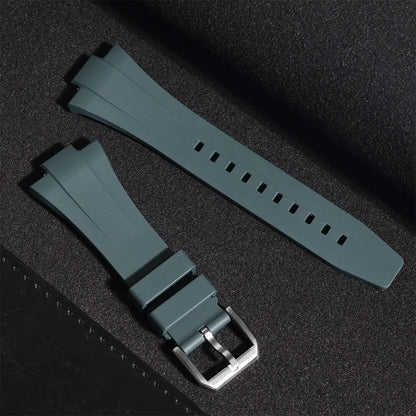 Ajustement parfait pour le bracelet en caoutchouc Tissot PRX 40 FKM avec fermoir à ardillon argenté - 12 mm pour les bracelets de montre Powermatic 80 (unisexe)