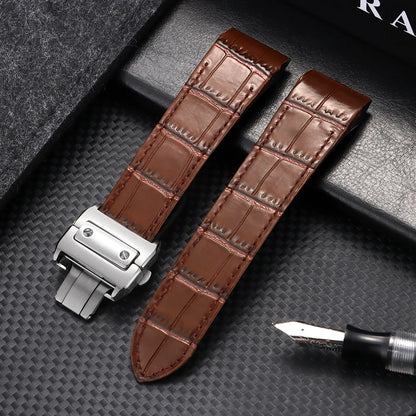 Hochwertiges Uhrenarmband aus Rindsleder, 20 mm 23 mm, für Cartier Santos 100 für Damen und Herren, wasserfestes Armband mit Faltschließe