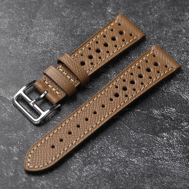 Palm Mars Handmade Cowhide Watch Band for Men, Genuine Leather, Soft Style, First Layer, Black, Brown, Grey, 18mm, 19mm, 20mm, 21mm, 22mm