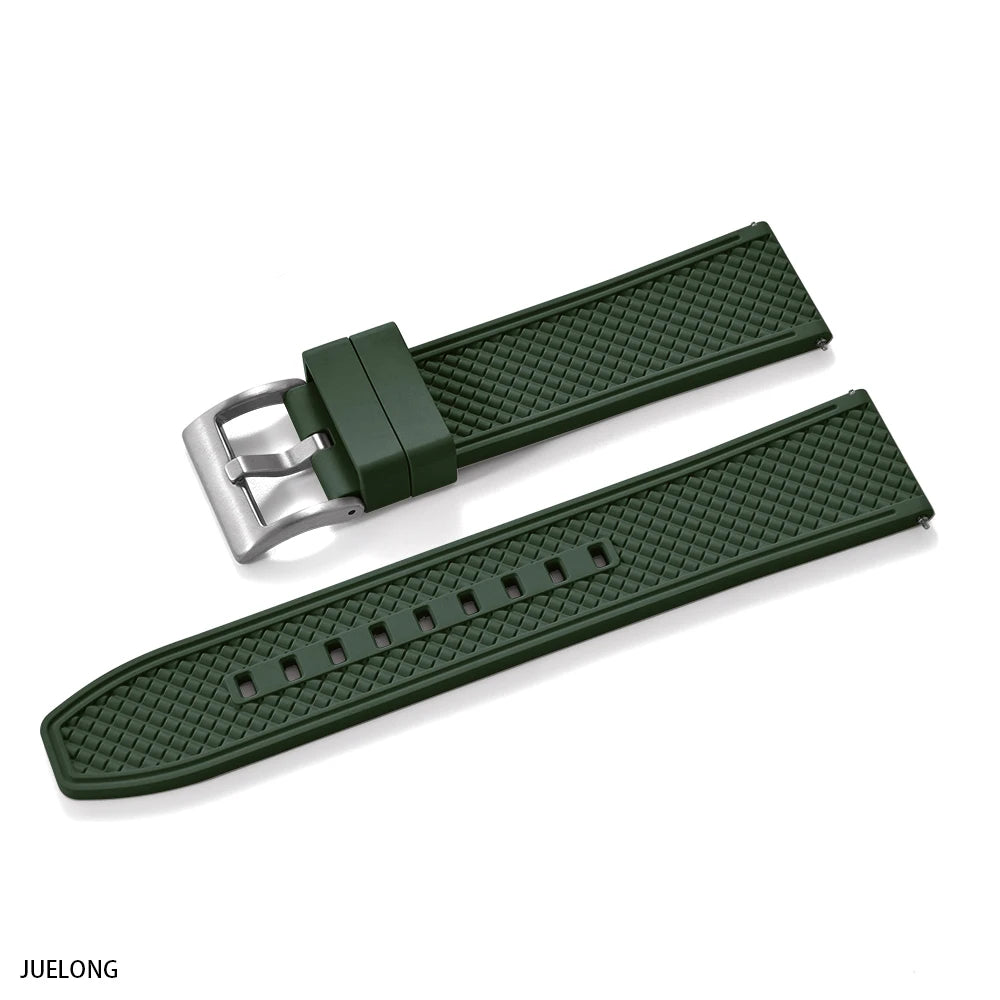 2025 NewFKM Bracelet de montre en caoutchouc 18 mm/20 mm/22 mm/24 mm |   Sangle de plongée à dégagement rapide, étanche, Anti-allergie, pour Seiko/Citizen/Garmin