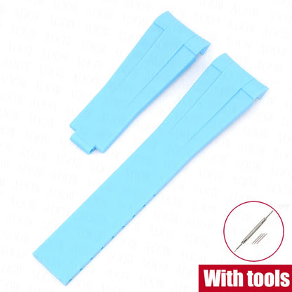    Bracelet en caoutchouc de 20mm pour Rolex GMT Daytona Submariner, étanche, extrémité incurvée en TPU, bracelet de montre de remplacement pour Omega X Swatch MoonSwatch