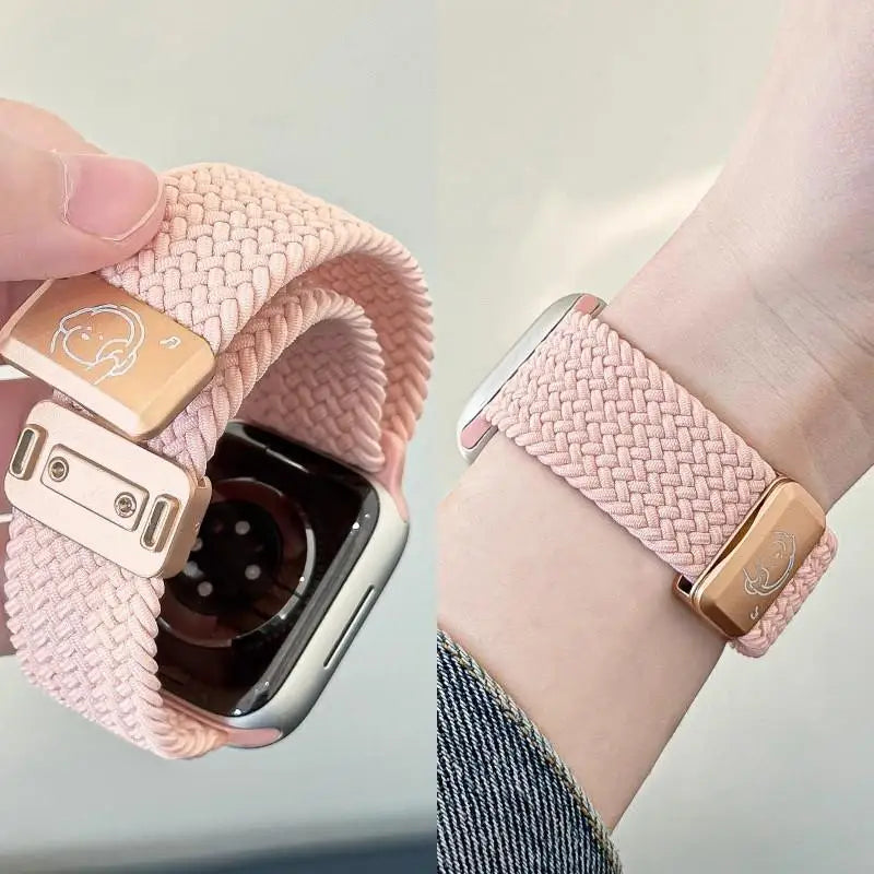 Braided Nylon Strap with Magnetic Buckle for Apple Watch 46mm 40mm 45mm 41 44mm 49mm 42mm Series Ultra 11 10 9 8