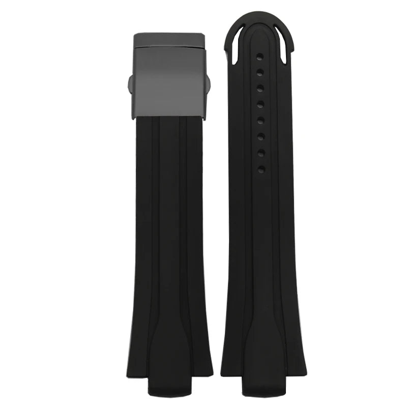 Rubber and silicone watch strap for diving sports, watch band, raised mouth, stainless steel, has a clasp, ORIS 7730 and 7740 series, 24x12mm