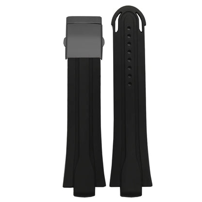 Rubber and silicone watch strap for diving sports, watch band, raised mouth, stainless steel, has a clasp, ORIS 7730 and 7740 series, 24x12mm