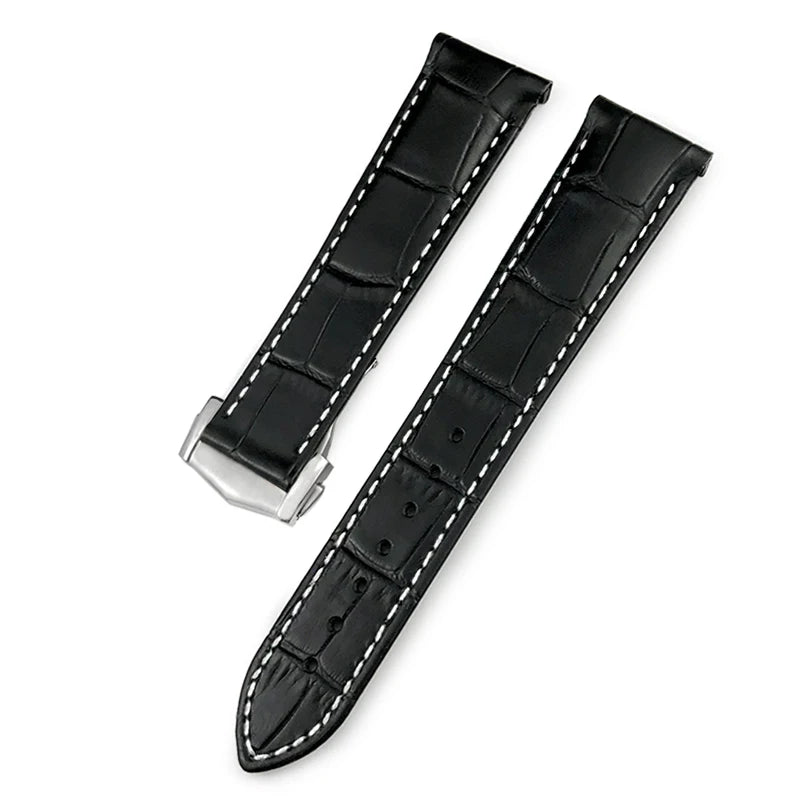 Cinturino per orologio in vera pelle con motivo coccodrillo, in spessa pelle bovina per Omega Seamaster 300 Speedmaster AT150, 19mm 20mm 21mm