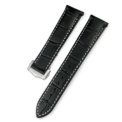 Cinturino per orologio in vera pelle con motivo coccodrillo, in spessa pelle bovina per Omega Seamaster 300 Speedmaster AT150, 19mm 20mm 21mm