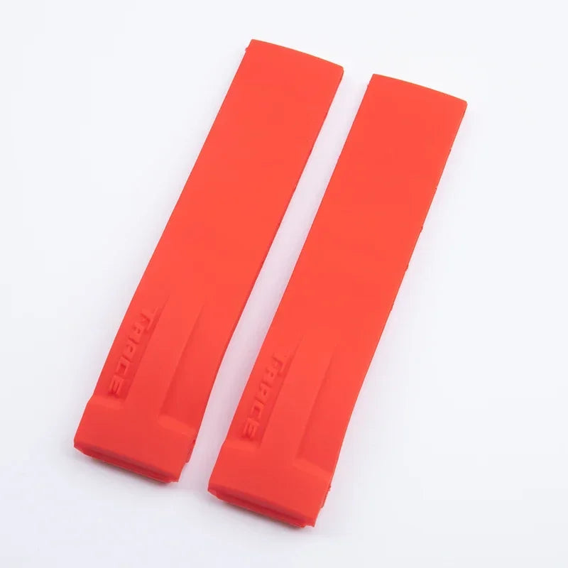 Cinturino per orologio in morbido silicone da 21mm per Tissot T048 T-Race T-Sports, fibbia pieghevole in acciaio inossidabile, rosso arancione