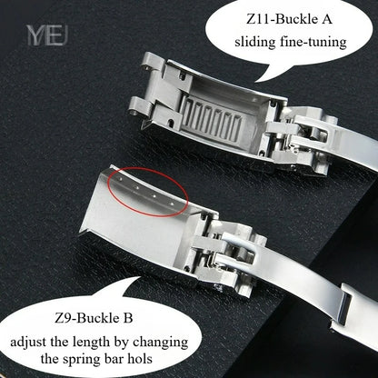 Original folding clasp in 904L stainless steel, for Rolex watch, frosted brushed silver, new Version Submariner 9x9 9x16mm