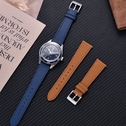 Bracelet de montre Durable en cuir cousu Vintage classique à dégagement rapide 18mm 19mm 20mm 21mm 22mm 23mm 24mm bracelet de montre en cuir Saffiano