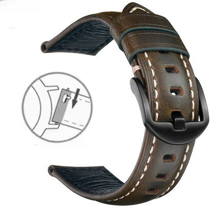 Correa de reloj de cuero de liberación rápida de 20 mm 22 mm, cuero auténtico Crazy Horse aceitado y encerado, estilo vintage, producto estrella, correa de repuesto retro para ropa de trabajo