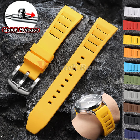 Bracelet en caoutchouc silicone respirant 20 mm 22 mm pour hommes et femmes, à libération rapide, étanche, pour plongée et sport, bracelet de remplacement pour montre